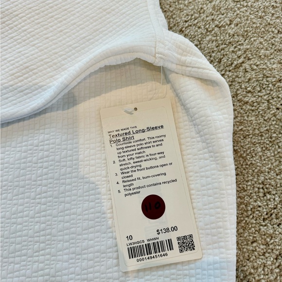 Lululemon Textured Long Sleeve Polo Shirt - Picture 4 of 7